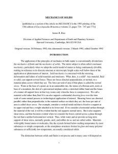 MECHANICS OF SOLIDS MECHANICS Encyclopaedia Britannica James R. Rice
