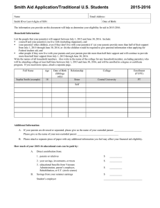 Smith Aid Application/Traditional U.S. Students 2015-2016