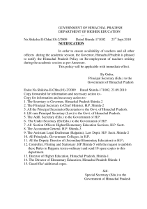 GOVERNMENT OF HIMACHAL PRADESH DEPARTMENT OF HIGHER EDUCATION ---
