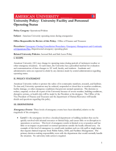 University Policy:  University Facility and Personnel Operating Status
