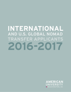 2016-2017 INTERNATIONAL TRANSFER APPLICANTS AND U.S. GLOBAL NOMAD