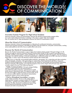 DISCOVER THE WORLD OF COMMUNICATION 20 16