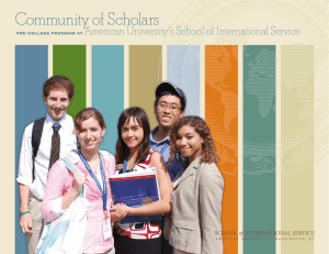 Community of Scholars American University’s School of International Service of