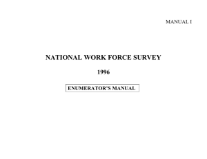 NATIONAL WORK FORCE SURVEY 1996 MANUAL I ENUMERATOR’S MANUAL