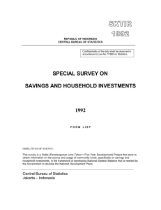 SPECIAL SURVEY ON SAVINGS AND HOUSEHOLD INVESTMENTS 1992