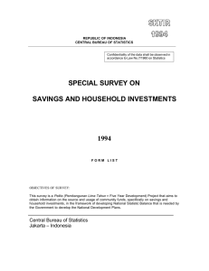 SPECIAL SURVEY ON SAVINGS AND HOUSEHOLD INVESTMENTS 1994