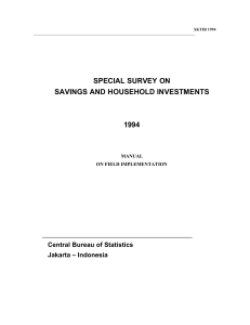 SPECIAL SURVEY ON SAVINGS AND HOUSEHOLD INVESTMENTS 1994 Central Bureau of Statistics