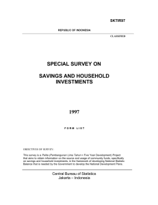 SPECIAL SURVEY ON SAVINGS AND HOUSEHOLD INVESTMENTS 1997