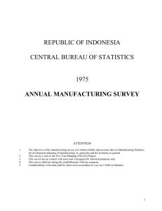 REPUBLIC OF INDONESIA CENTRAL BUREAU OF STATISTICS 1975 ANNUAL MANUFACTURING SURVEY