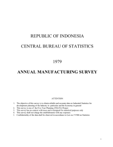 REPUBLIC OF INDONESIA CENTRAL BUREAU OF STATISTICS 1979 ANNUAL MANUFACTURING SURVEY