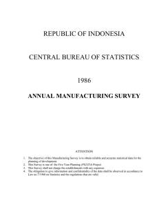 REPUBLIC OF INDONESIA CENTRAL BUREAU OF STATISTICS 1986 ANNUAL MANUFACTURING SURVEY