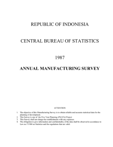 REPUBLIC OF INDONESIA CENTRAL BUREAU OF STATISTICS 1987 ANNUAL MANUFACTURING SURVEY