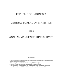 REPUBLIC OF INDONESIA CENTRAL BUREAU OF STATISTICS 1988 ANNUAL MANUFACTURING SURVEY
