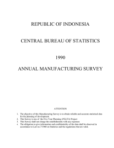REPUBLIC OF INDONESIA CENTRAL BUREAU OF STATISTICS 1990 ANNUAL MANUFACTURING SURVEY