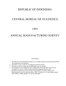 REPUBLIC OF INDONESIA CENTRAL BUREAU OF STATISTICS 1993 ANNUAL MANUFACTURING SURVEY