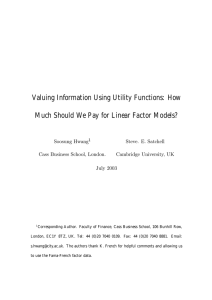 Valuing Information Using Utility Functions: How Soosung Hwang Steve. E. Satchell