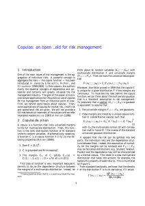 Copulas: an open …eld for risk management 1 Introduction
