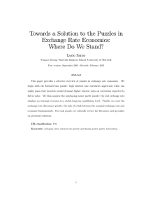 Towards a Solution to the Puzzles in Exchange Rate Economics: Lucio Sarno