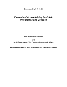 Elements of Accountability for Public Universities and Colleges