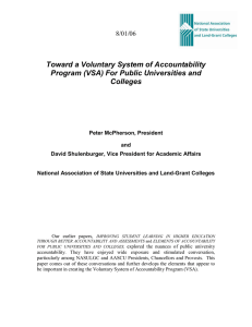 Toward a Voluntary System of Accountability Colleges 8/01/06