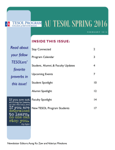 AU TESOL SPRING 2016 Read about your fellow TESOLers’