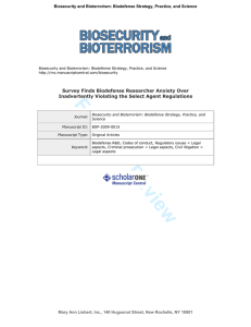 Biosecurity and Bioterrorism: Biodefense Strategy, Practice, and Science