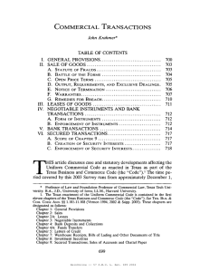 COMMERCIAL TRANSACTIONS John Krahmer* 700 II.