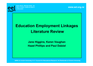 eel Education Employment Linkages Literature Review Jane Higgins, Karen Vaughan