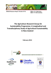 The Agriculture Research Group On Sustainability Programme: A Longitudinal and