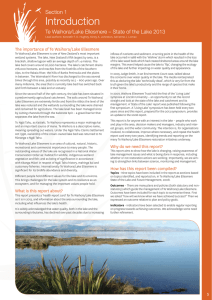 Introduction Section 1 Te Waihora/Lake Ellesmere – State of the Lake 2013