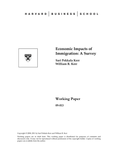 Economic Impacts of Immigration: A Survey Working Paper