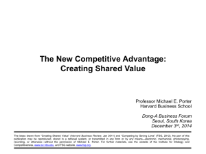 The New Competitive Advantage: Creating Shared Value  Professor Michael E. Porter