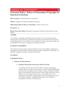 University Policy:  Policy on Ownership of Copyright for American University