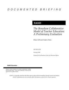 R D O C U M  E N T E... The Benedum Collaborative Model of Teacher Education: