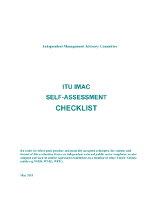 CHECKLIST ITU IMAC SELF-ASSESSMENT