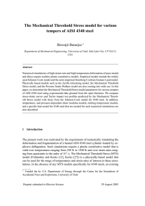 The Mechanical Threshold Stress model for various Biswajit Banerjee