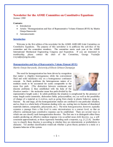 Newsletter for the ASME Committee on Constitutive Equations