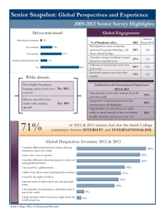 Senior Snapshot:  Global Perspectives and Experience 2009-2013 Senior Survey Highlights