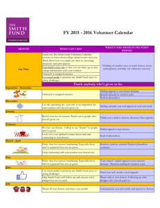 FY 2015 - 2016 Volunteer Calendar