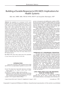 Building a Durable Response to HIV/AIDS: Implications for Health Systems S A