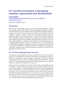 ICT and the environment in developing countries: opportunities and developments Introduction John Houghton