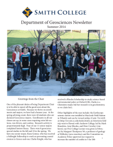Department of Geosciences Newsletter Summer 2014 Greetings from the Chair