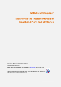 GSR discussion paper Monitoring the Implementation of Broadband Plans and Strategies