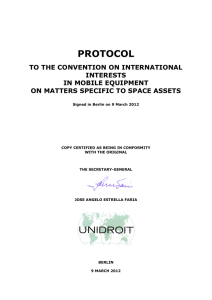 PROTOCOL TO THE CONVENTION ON INTERNATIONAL INTERESTS IN MOBILE EQUIPMENT