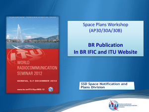 BR Publication In BR IFIC and ITU Website Space Plans Workshop