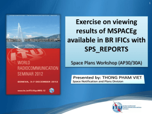 Exercise on viewing results of MSPACEg available in BR IFICs with SPS_REPORTS