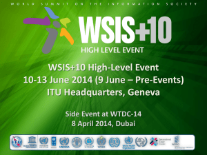 WSIS+10 High-Level Event 10-13 June 2014 (9 June – Pre-Events)