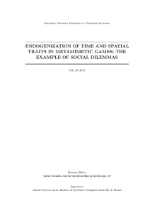 ENDOGENIZATION OF TIME AND SPATIAL TRAITS IN METAMIMETIC GAMES: THE Erasmo Batta