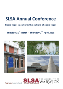 SLSA Annual Conference Tuesday 31 March – Thursday 2 April 2015