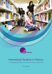 International Students in History: A Comparative Study of First-Year Transition, 2009-2010